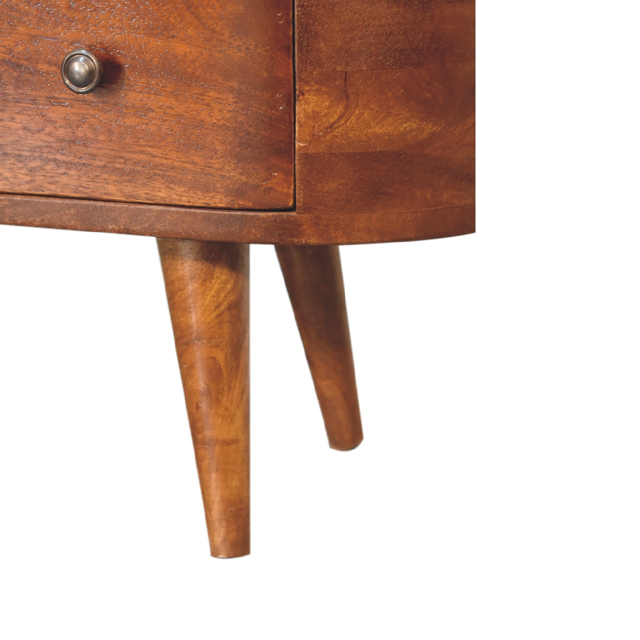 Artisan Furniture Solid Wood Chestnut Round Open Media Unit, 2 Drawers, Brown