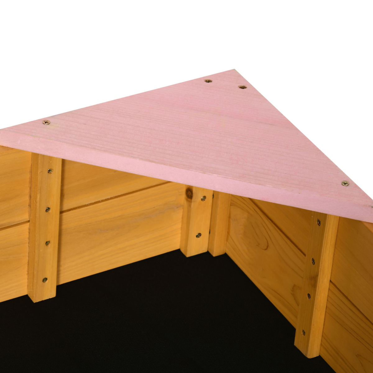 Outsunny Kids Wooden Sand Pit Sandbox w/ Seats, for Gardens, Playgrounds