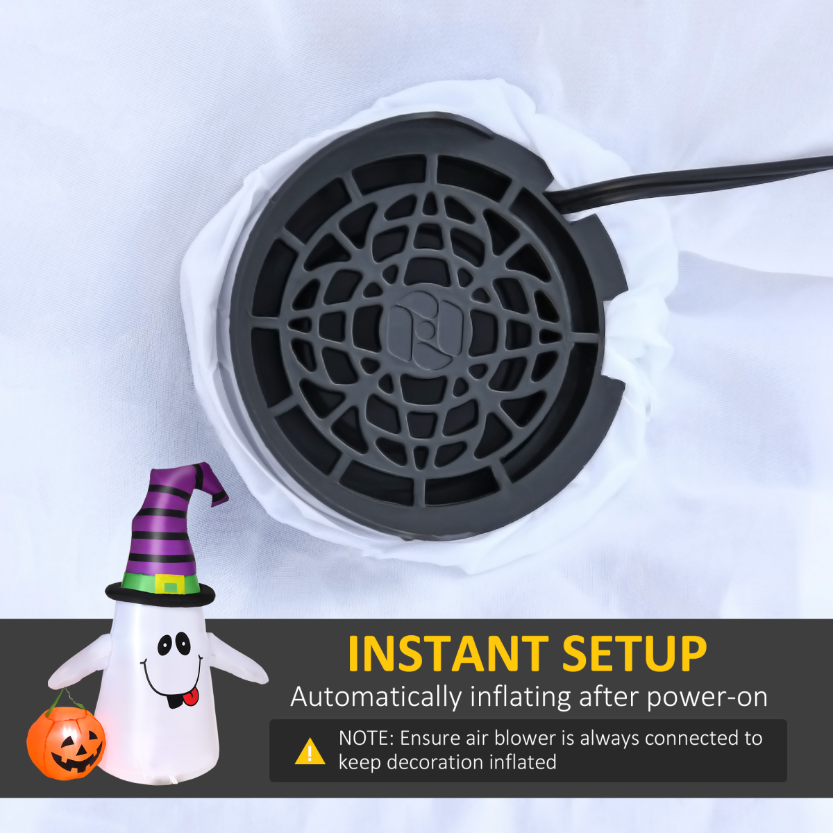 1.2m Witch Ghost Halloween Inflatable LED Pumpkin Lantern  Weather-Resistant