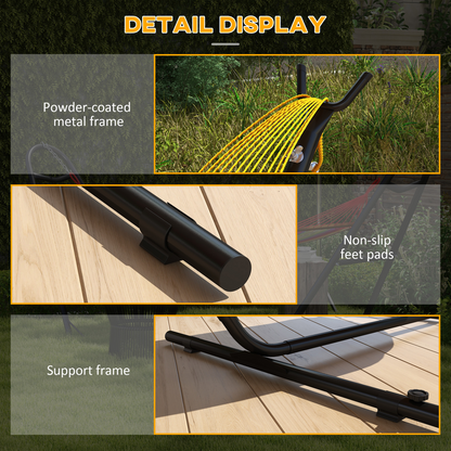 Outsunny Hammock Stand with Side Tray, Steel Frame Hammock Stand, Black