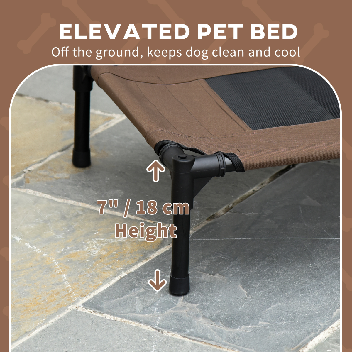 61 cm Elevated Pet Bed Dog Cot Tent with Canopy Instant Shelter Outdoor Brown