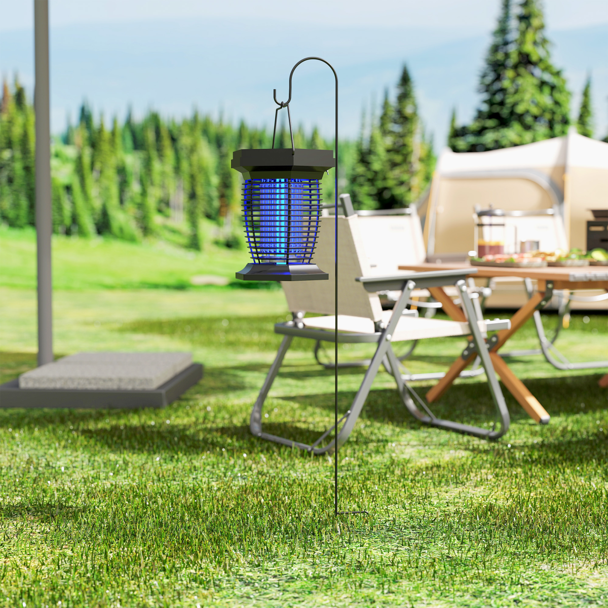 Outsunny 2-in-1 Electric Fly Zapper with UVA Light, Hanging Garden Lantern