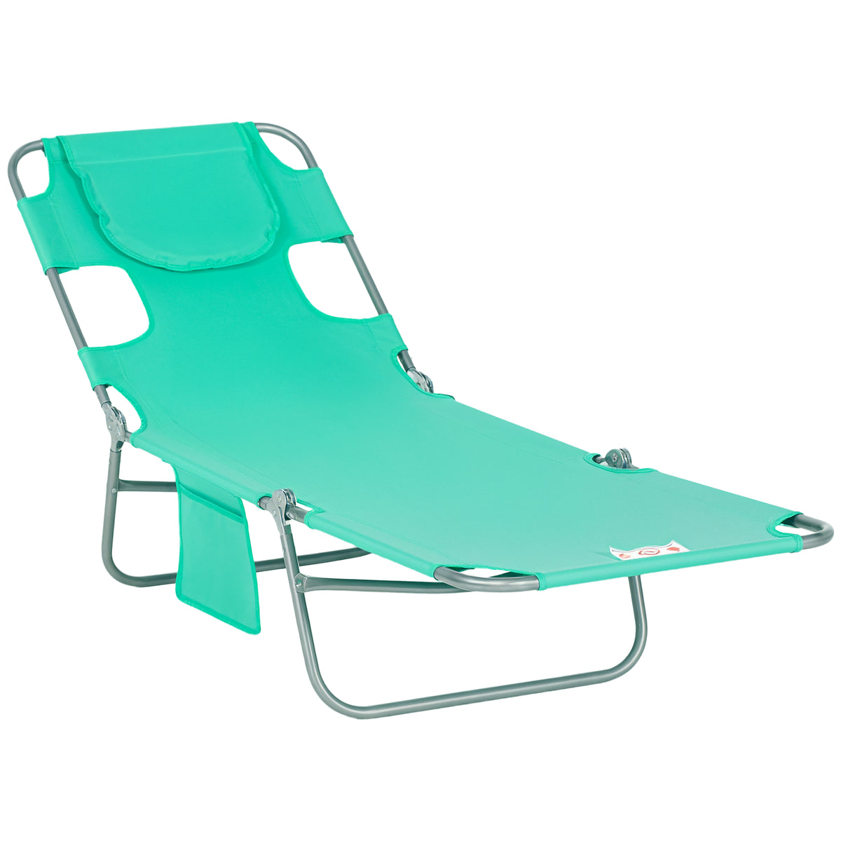 Outsunny Foldable Sun Lounger with Reading Hole - Green