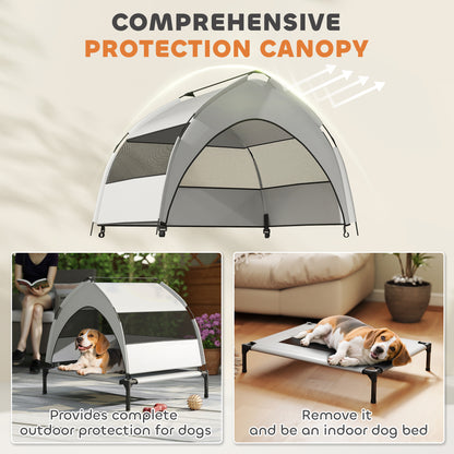 PawHut Portable Elevated Dog Bed with Removable Canopy, Cooling Raised Pet Cot for Small Medium Dogs, 76 x 61 x 70 cm