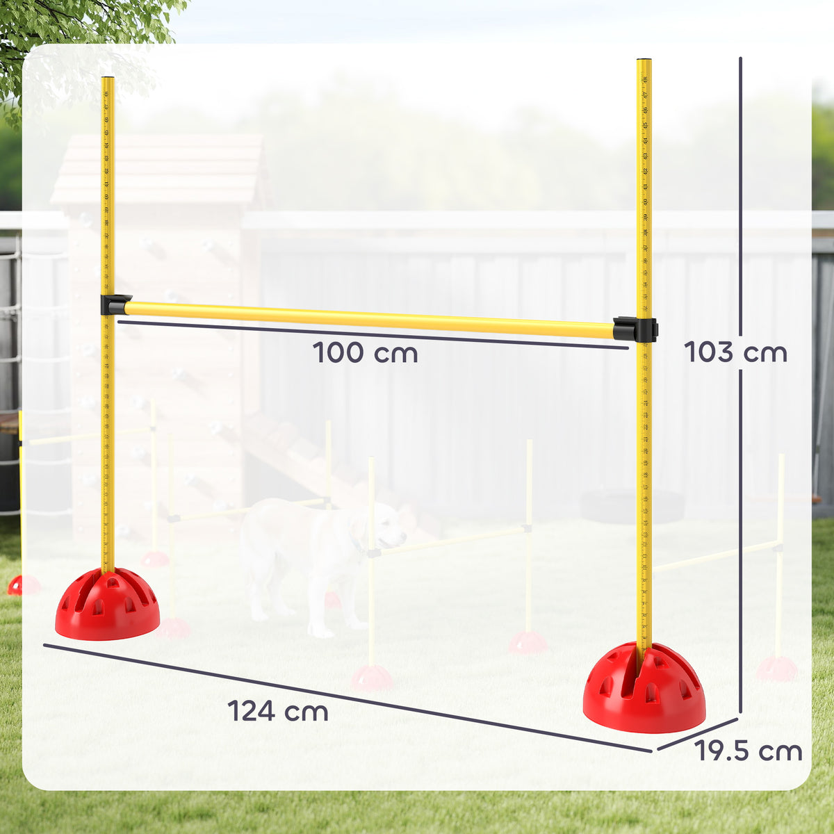 PawHut 4-piece Dog Agility Equipment with 4 Hurdles, Bag for Jump, Training, Yellow