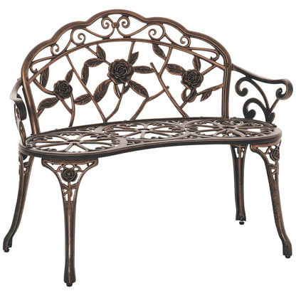 Outsunny Cast Aluminium Garden Bench - Bronze Tone