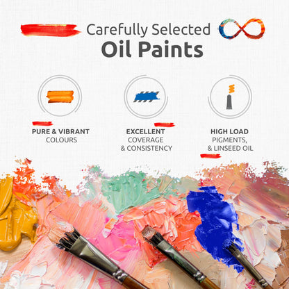 Portrait Oil Paint Set for Artists - 8 x 50ml Large Tubes - Non-Toxic Artist Oil Paints. Lightfast Oil Colours with High Pigmentation and Creamy