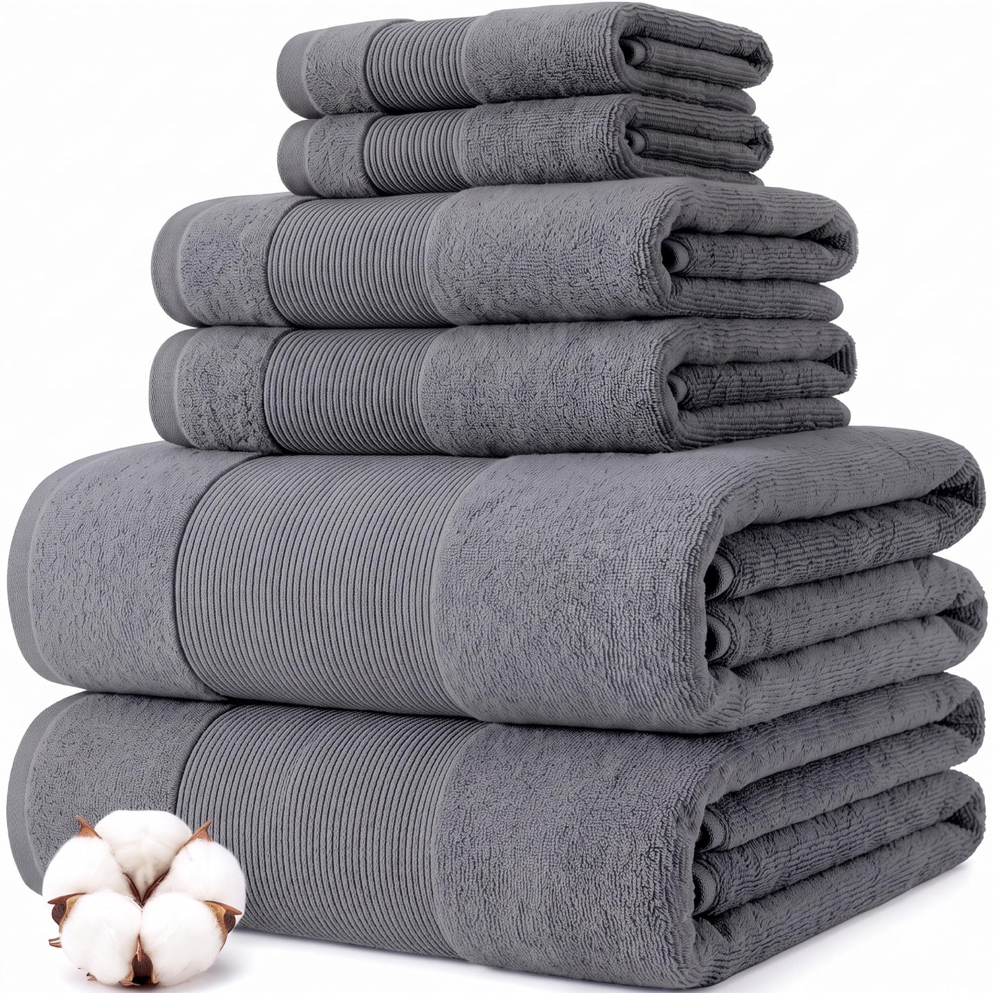 Modern Threads Amrapur Overseas 100% Combed Cotton Toilet Set, Charcoal, 6 pieces