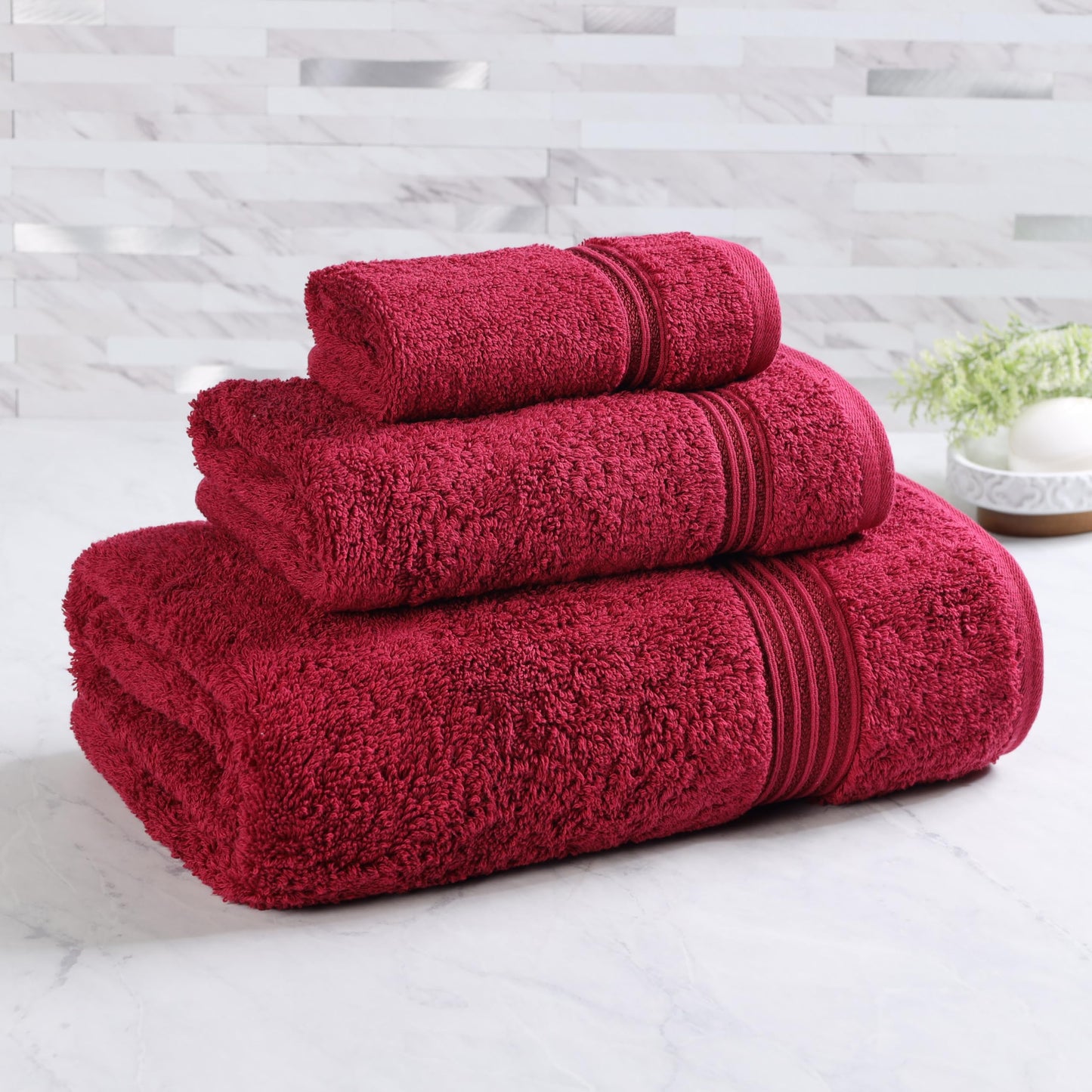 Superior Towel, Cotton, Burgundy, 3PC Set
