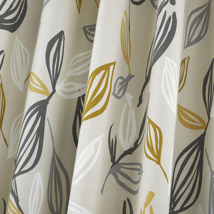 Fusion - Ensley - 100 Percent Cotton Pair of Eyelet Curtains - Ochre, 66" Width x 90" Drop (168 x 229 cm)