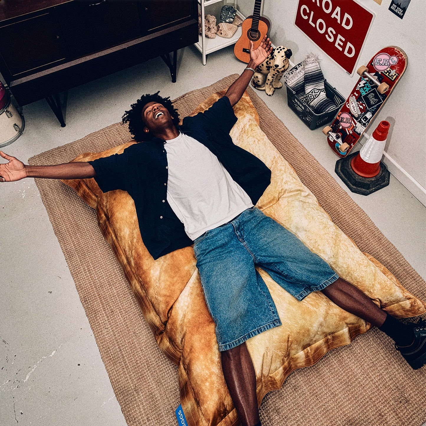icon Greggs XL Steak Bake Bean Bag Floor Cushion, Water Resistant Fabric, Beanbag for Indoor and Outdoor Use, Bean Bag with Filling Included