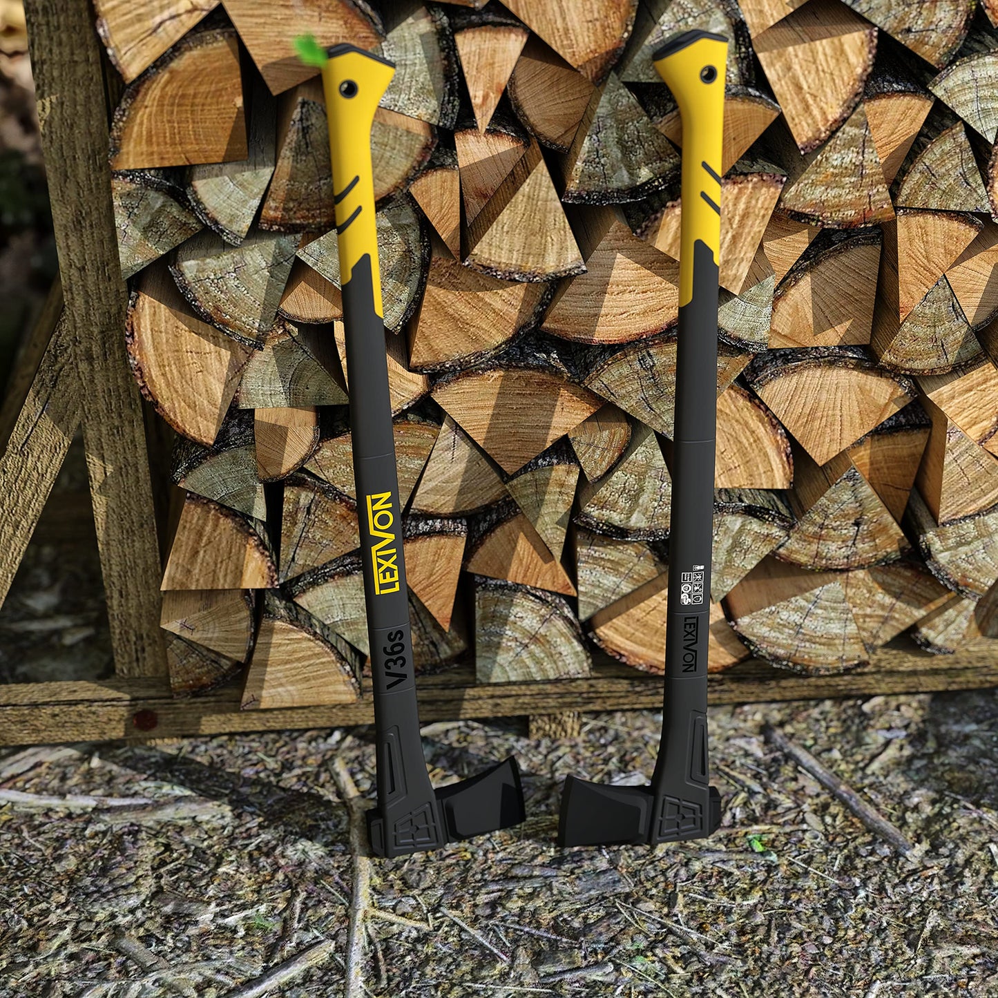 LEXIVON Axe 36" Camping Outdoor Hatchet for split medium to large fireplace wood logs, kindling & gardening, Ergonomic TPR Grip, Lightweight