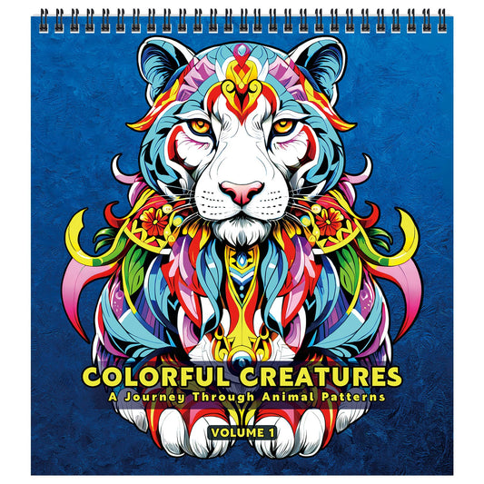 FUN LAVIE Adult Colouring Book Animal Mandala Colouring Books for Adults Relaxation and Teens Stress Relief, Spiral Bound Book for Women, Mindfulness