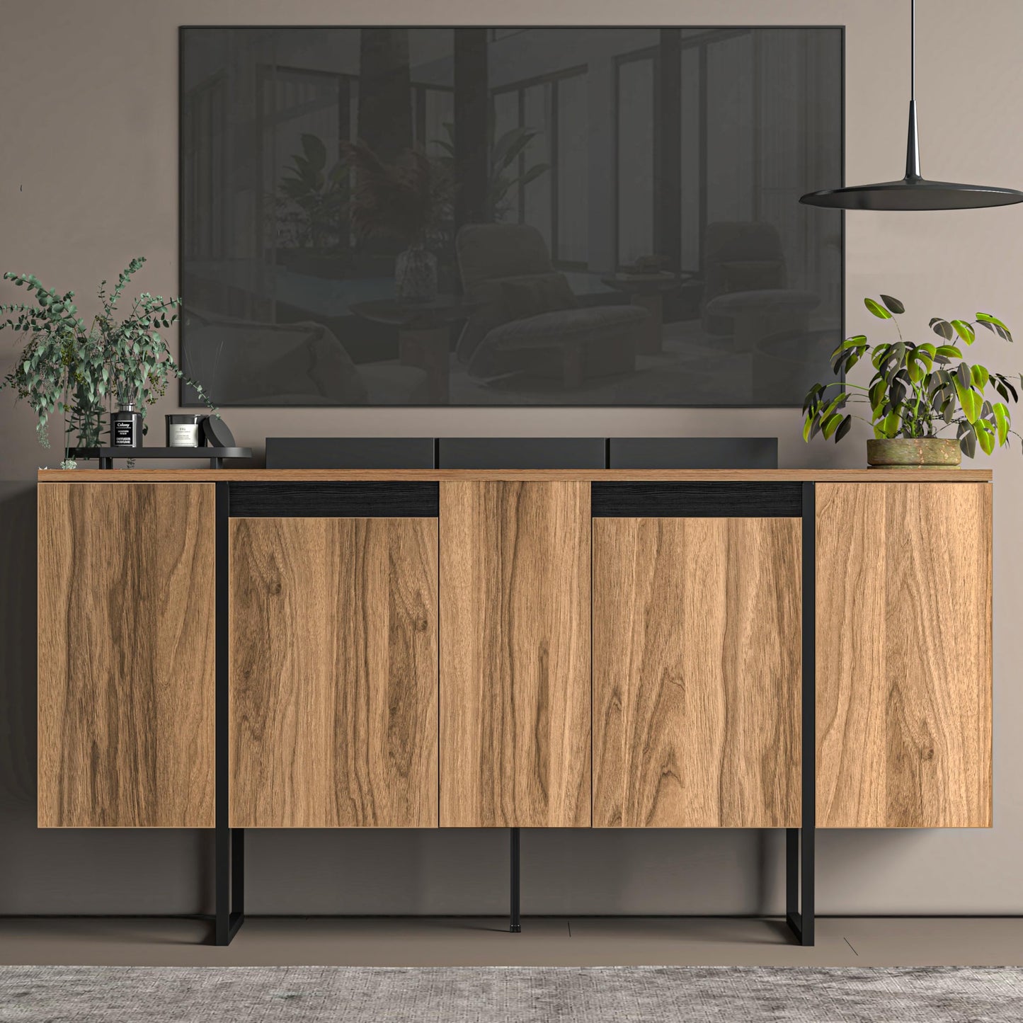 Uniqtrio TV Stand Cabinet | Walnut TV Unit and Console Cabinet | TV Cabinet | TV Stand Unit | TV Units for Living Room