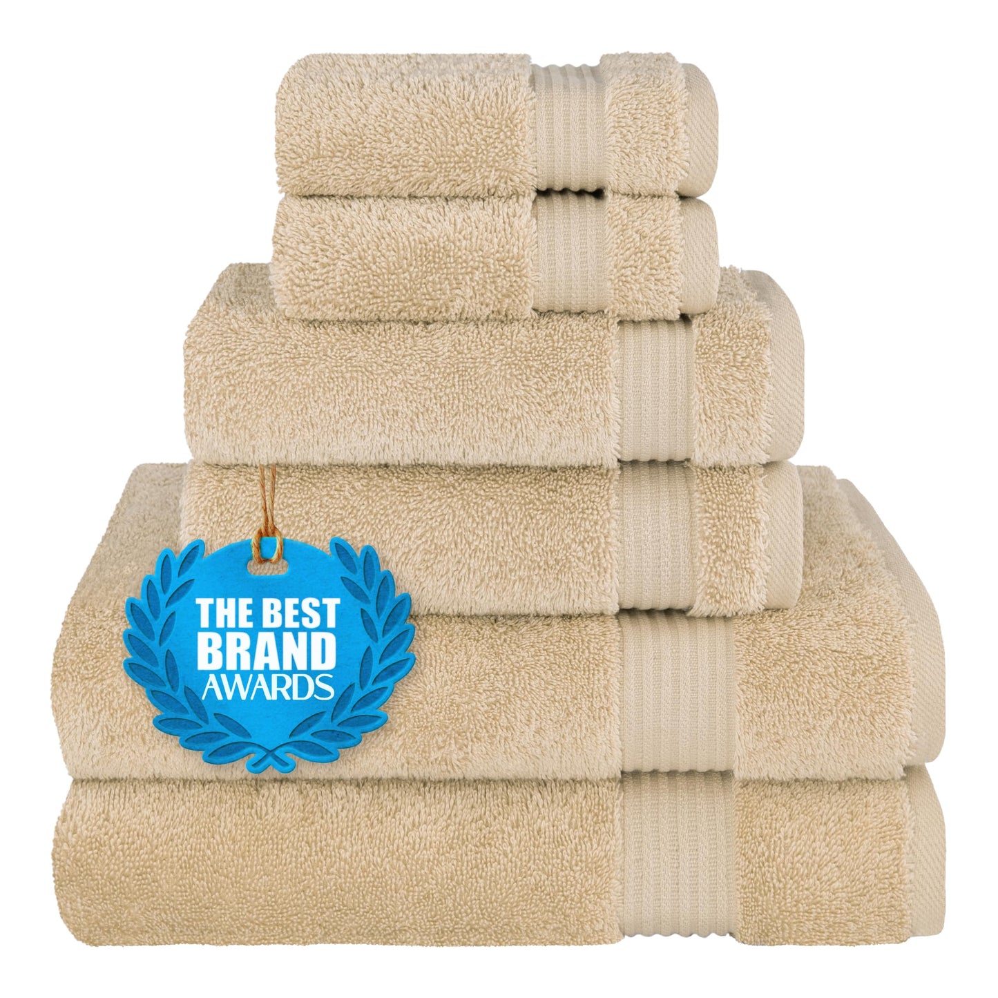 Cotton Paradise 6 Piece Towel Set, 100% Turkish Cotton Soft Absorbent Towels for Bathroom, 2 Bath Towels 2 Hand Towels 2 Washcloths
