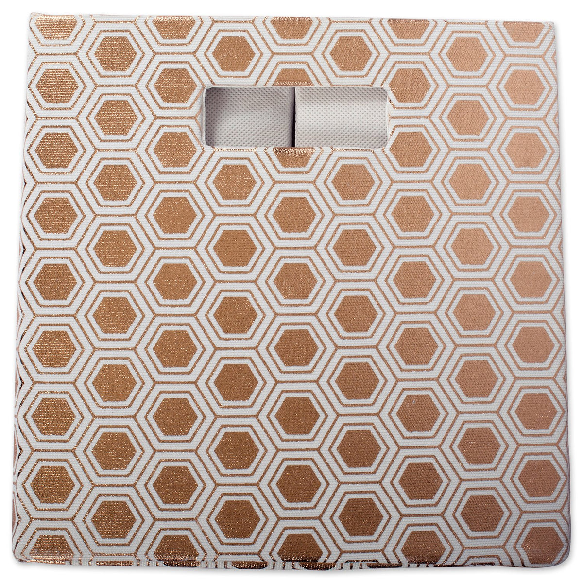 DII Hard Sided Collapsible Fabric Storage Container for Nursery, Offices, & Home Organization, 11x11x11" - Honeycomb Copper