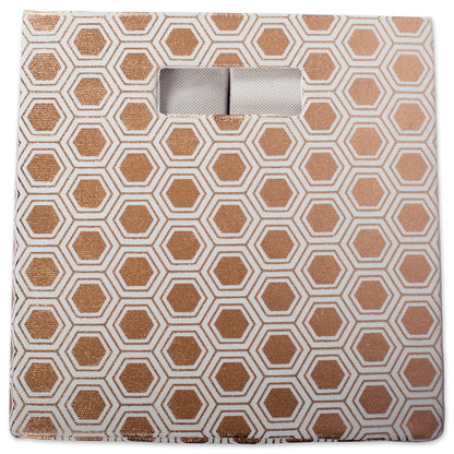 DII Hard Sided Collapsible Fabric Storage Container for Nursery, Offices, & Home Organization, 11x11x11" - Honeycomb Copper