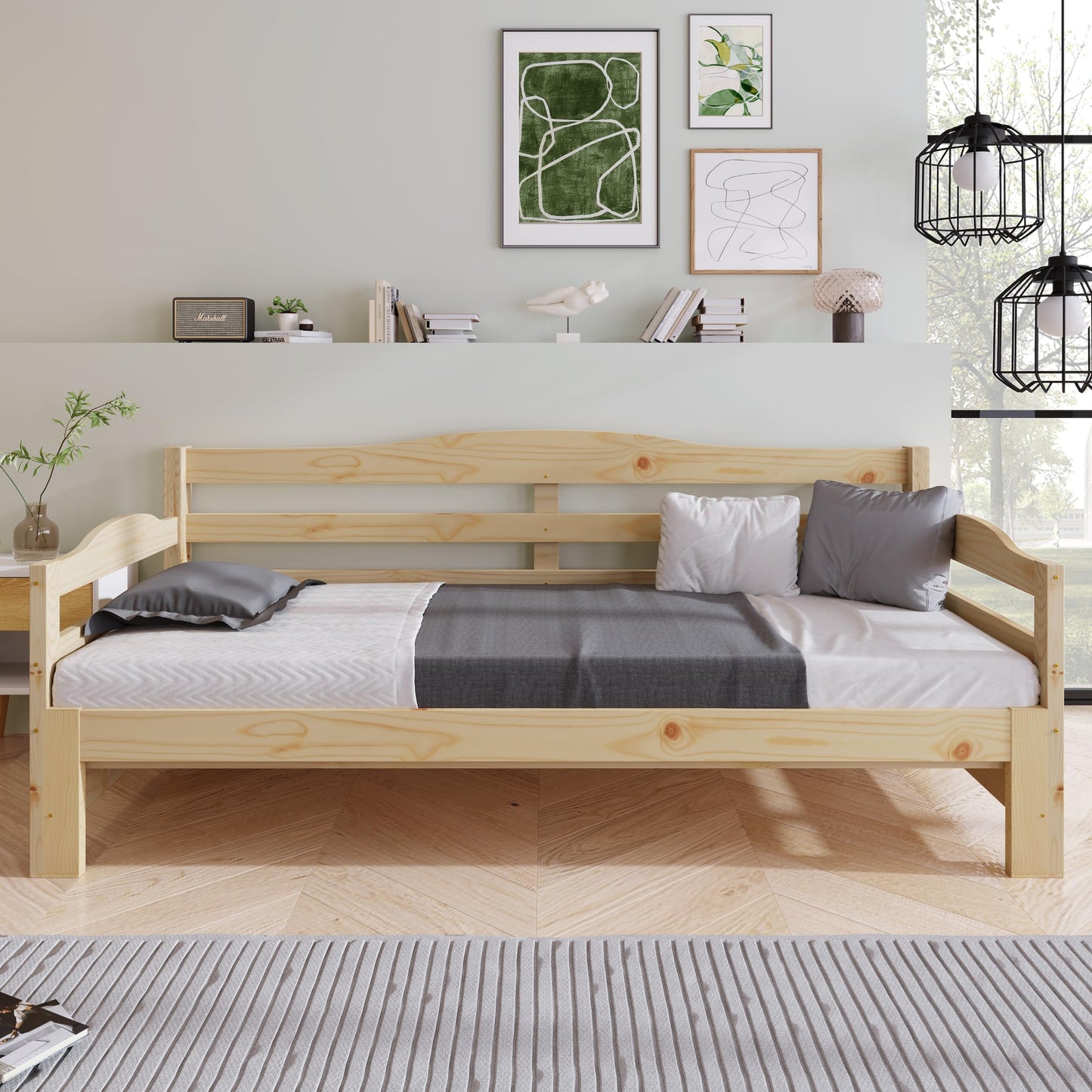 Merax Daybed,Cabin Bed,SIngle Guest Bed Sofa Bed,Versatile Daybed with Pull-Out Trundle - Perfect for Living Room and Bedroom