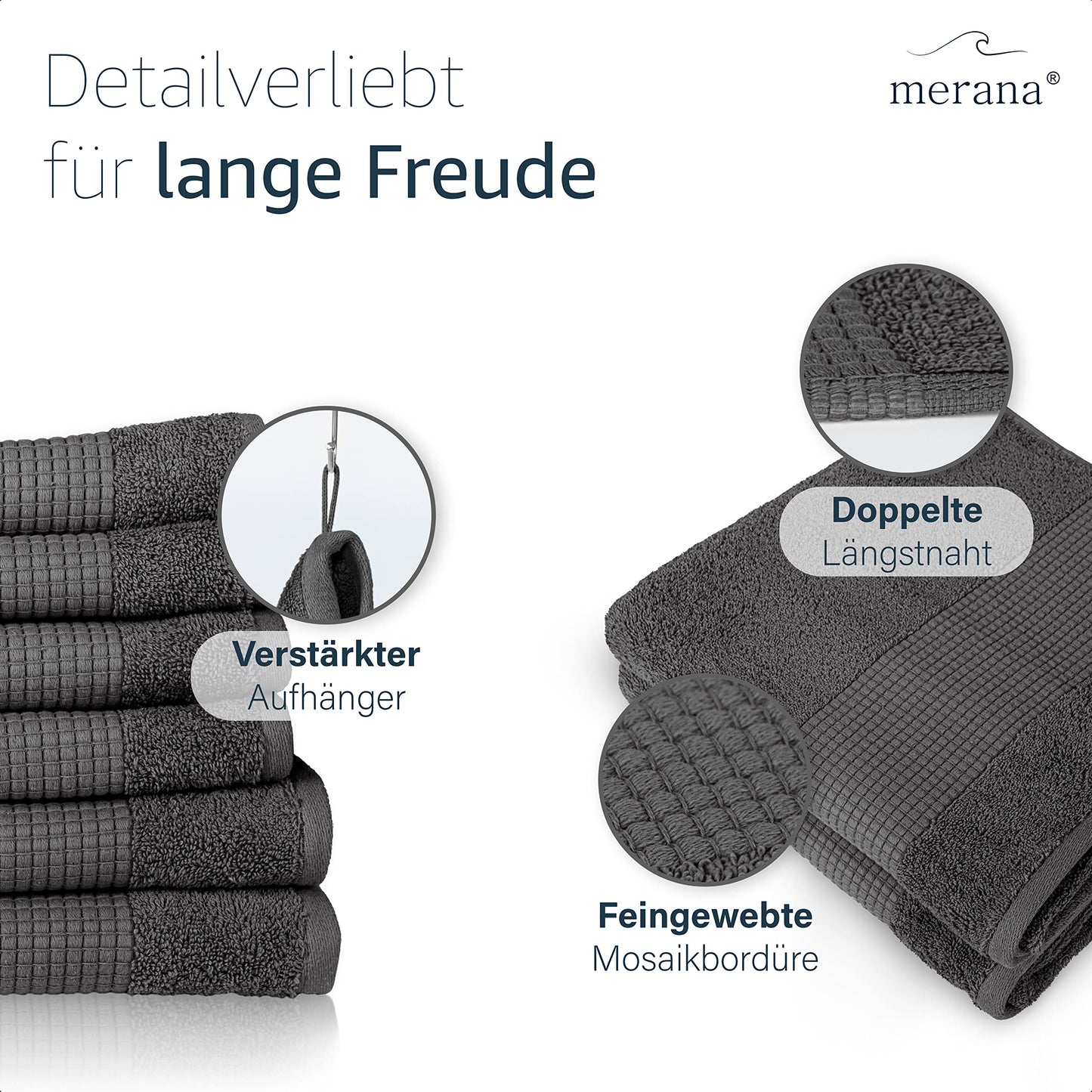 Merana Hand Towel Set, Absorbent, Soft and Lint-, Terry Towel Set in Luxury Quality Made of Heavy Organic Cotton 590 GSM
