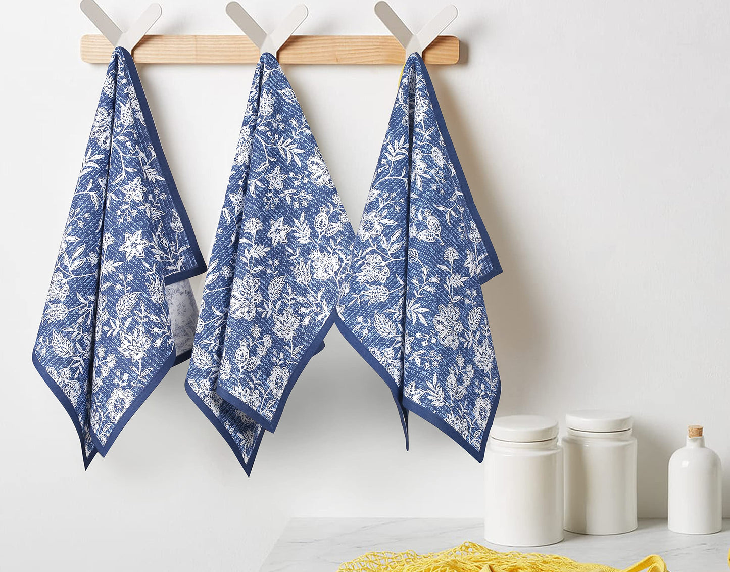 FINGERCRAFT Kitchen Dish Towels, 100% Natural Cotton, Set of 6 Multi-Purpose Kitchen Towels, Very Soft, Highly Absorbent