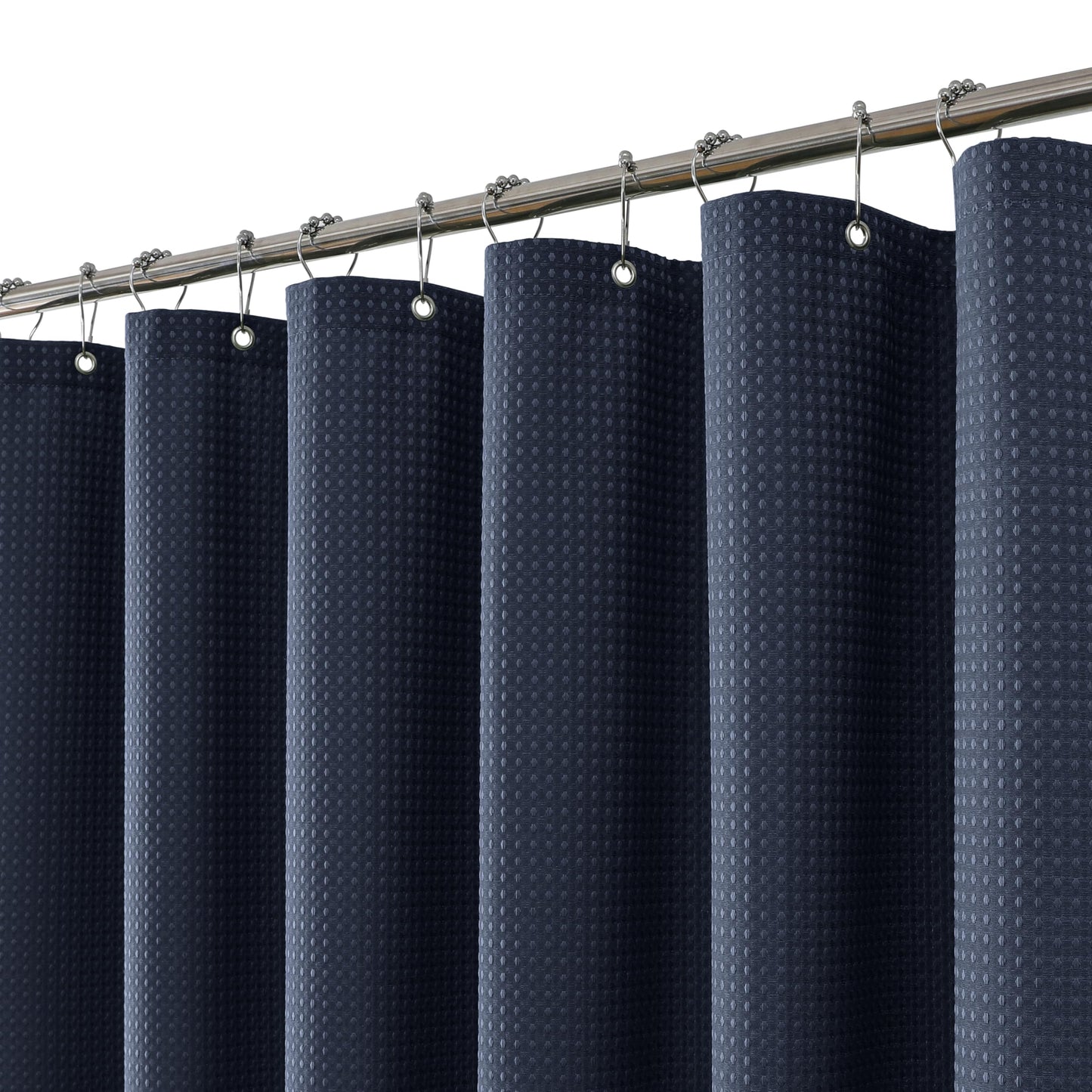 FY&XZH Heavy-Duty Waffle Weave Shower Curtain with Stainless Steel Hooks, Thick Fabric for Bathroom, Hotel, Spa & Salon-275 x 183cm (Navy Blue)