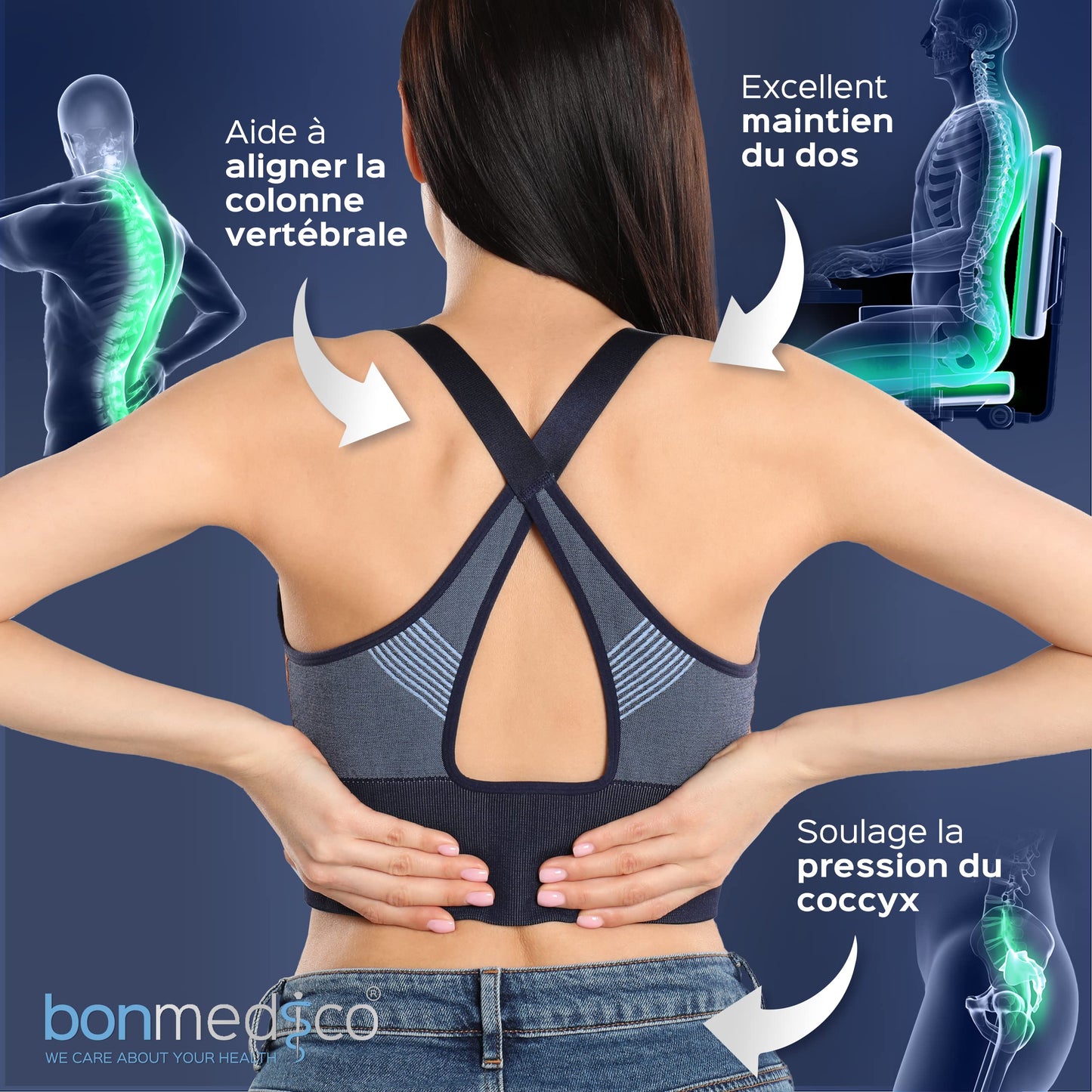 bonmedico Memory Foam Seat Cushion for Office Chair Gery