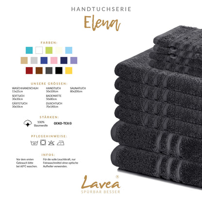 Lavea® Set of 4 hand towels, 50 x 100 cm, Elena Frottiererie, 100% cotton, terry bath towel, absorbent and soft, sports towel, washable at 60°C