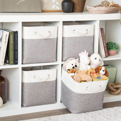 OrganiHaus Fabric Storage Boxes, Set of 4 Foldable 30X30 Cube Organiser Bins with Rope Handles for Shelves, Nursery & Closet