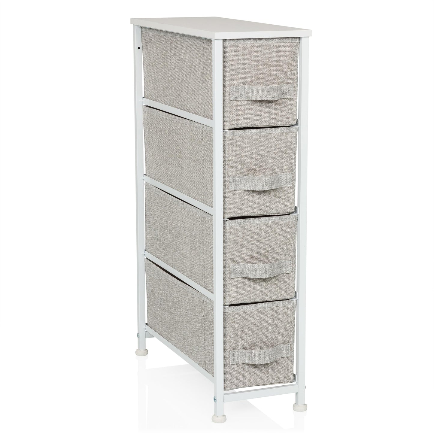 hjh LIVING Chest of drawers with 4 fabric drawers FOLDRESS S 20x48x76 cm Chest of drawers organizer, height-adjustable foot glides, metal frame, grey