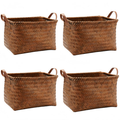 Uwenkjie woven storage basket、large wicker storage baskets、baskets for shelves、dirty clothes basket 4-piece set size: 38x26x25