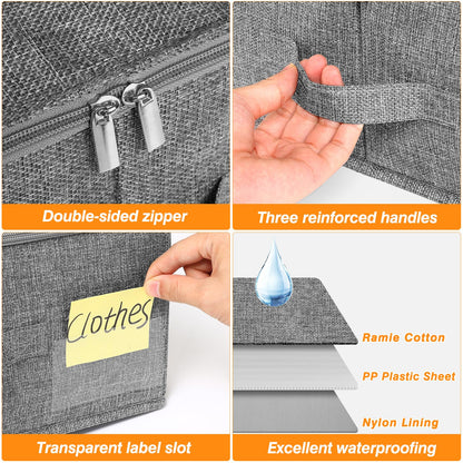 Under Bed Storage Box with Lids, 3 Pack Underbed Storage with Side & Bottom Support & 3 Handles, Large Foldable Fabric Under Bed Storage Bag with Zip