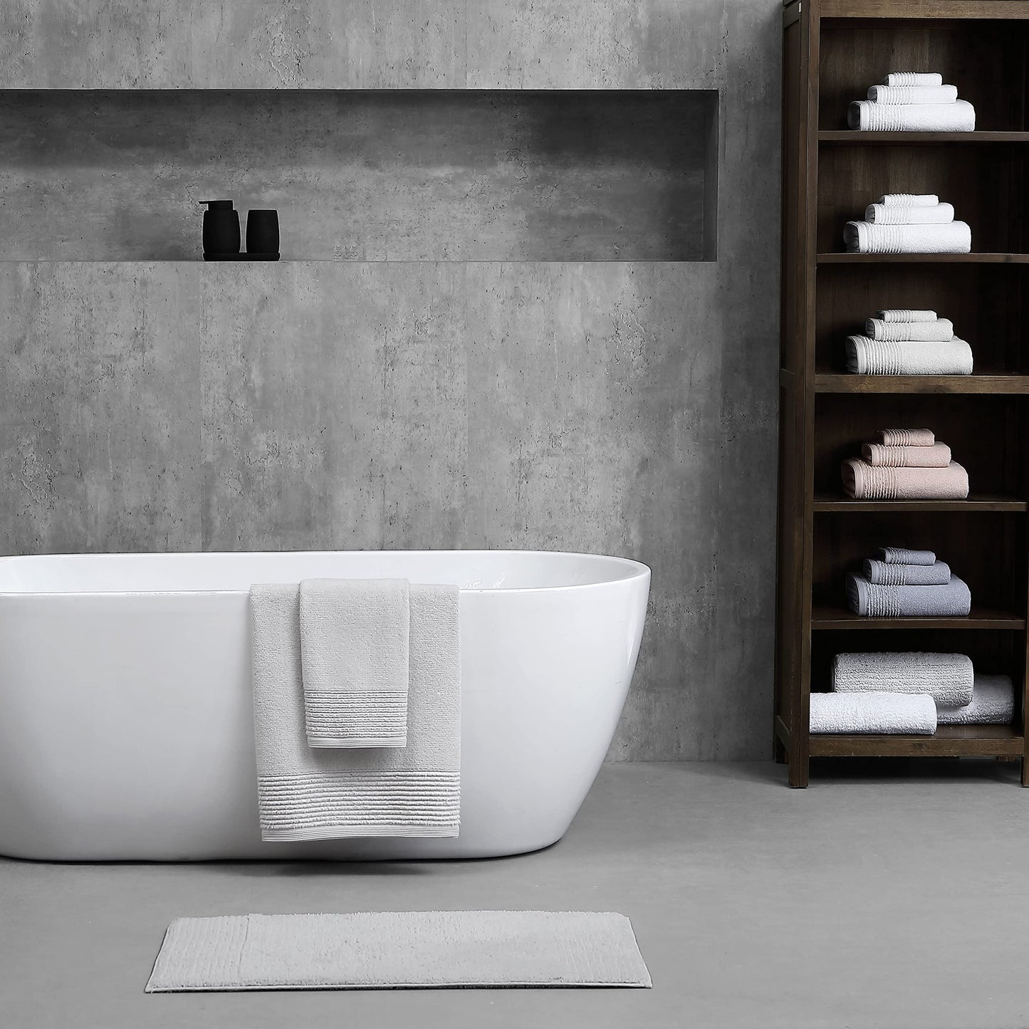 Vera Wang | Sculpted Pleat Collection | Towel Set-100% Cotton, Soft & Luxurious, Super Absorbent & Medium-Weight, 6pc, White