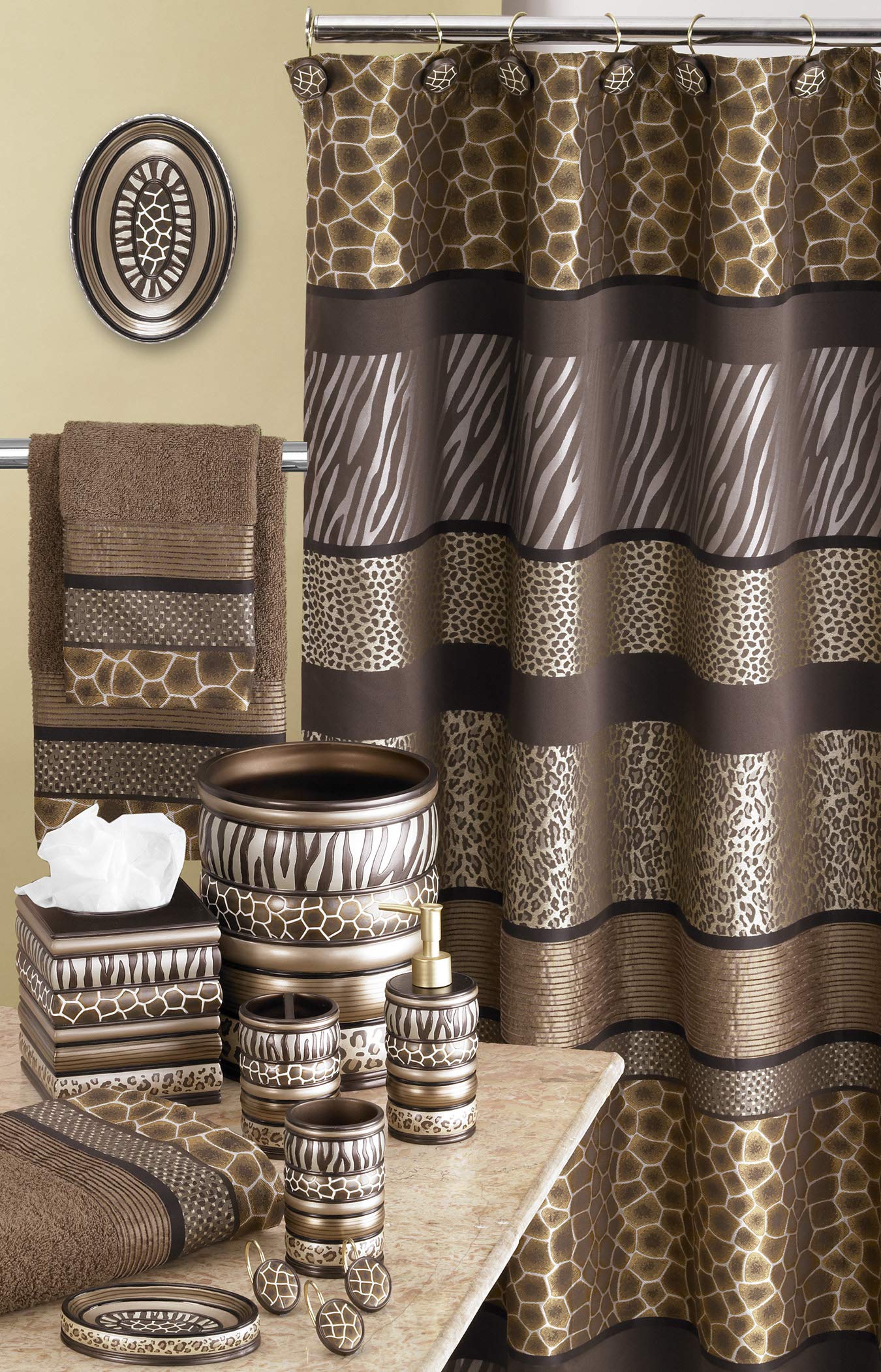 Zahari Home Safari Stripes Leopard, Cheetah, Zebra and Tiger Bath Towel Set of 3