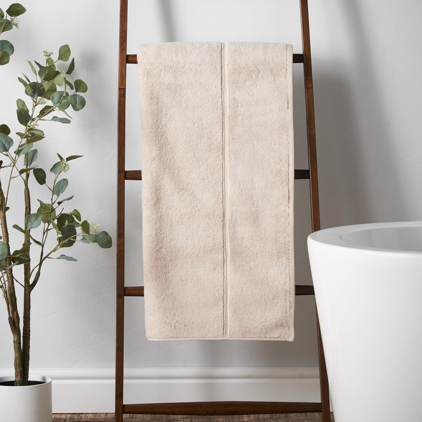 Bianca Zero Twist Satin Stitch Cotton 70x127cm Bath Towel Natural
