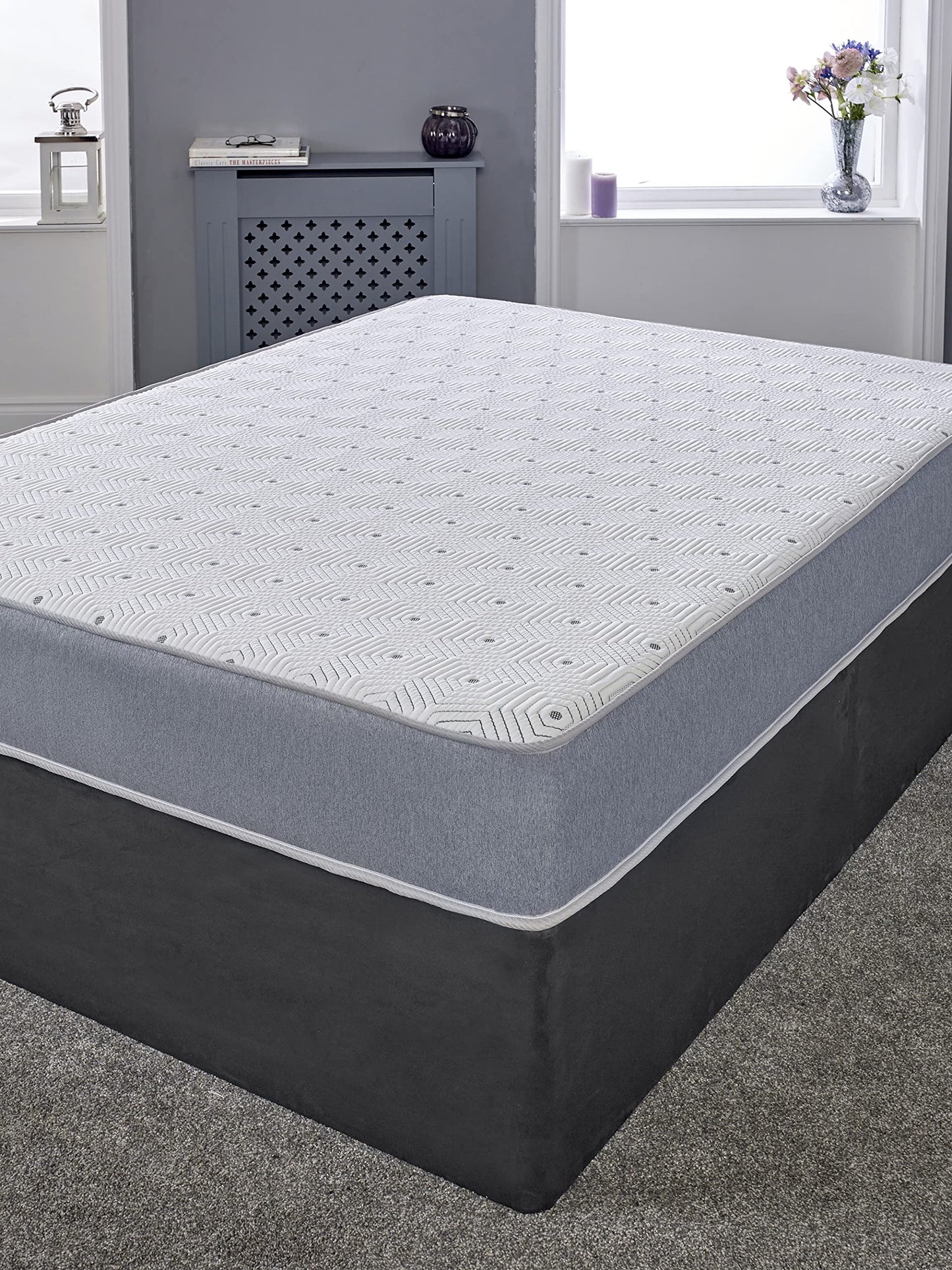 The eXtreme Comfort Ltd Small Double Grey Vapour Pod Memory Fibre Sprung Mattress. Spring Small Double Mattress With Memory Fibre Layer