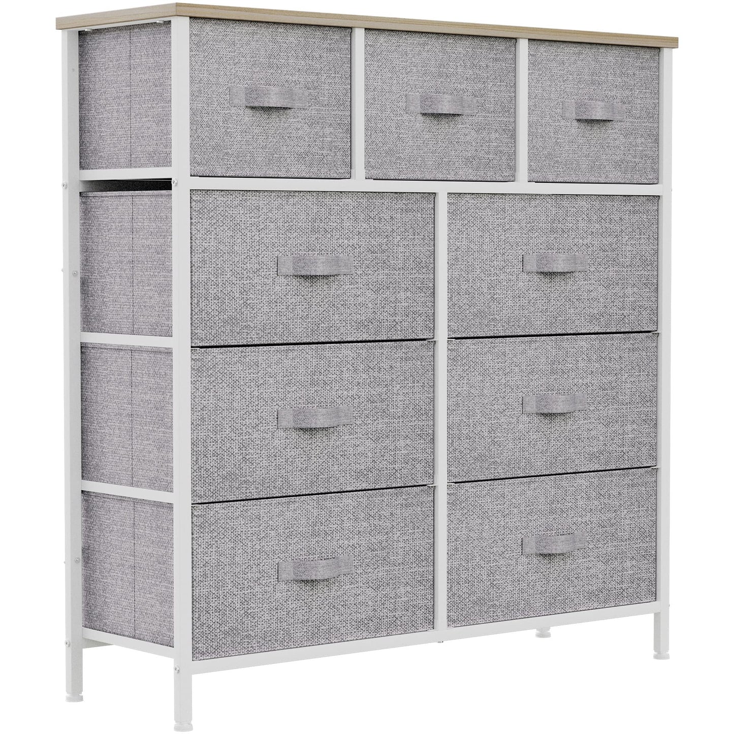 YITAHOME Wide Chest of Drawers with 9 Drawers, Fabric Dressers with Easy Pull Handle,Sturdy Steel Frame,Storage Drawers for Bedroom, Closet, Clothes,