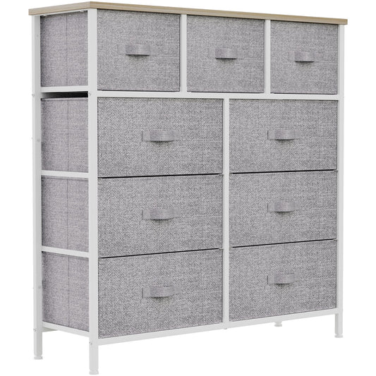 YITAHOME Wide Chest of Drawers with 9 Drawers, Fabric Dressers with Easy Pull Handle,Sturdy Steel Frame,Storage Drawers for Bedroom, Closet, Clothes,