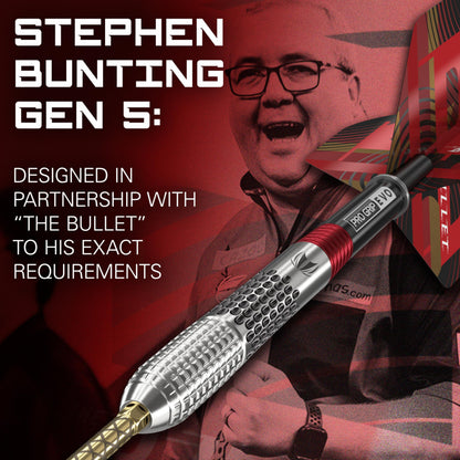 TARGET Darts Stephen Bunting G5 95% Tungsten Dart Set (25G), Steel Tip Swiss Point Darts | Generation 5 Player Edition Darts with Swiss Points,
