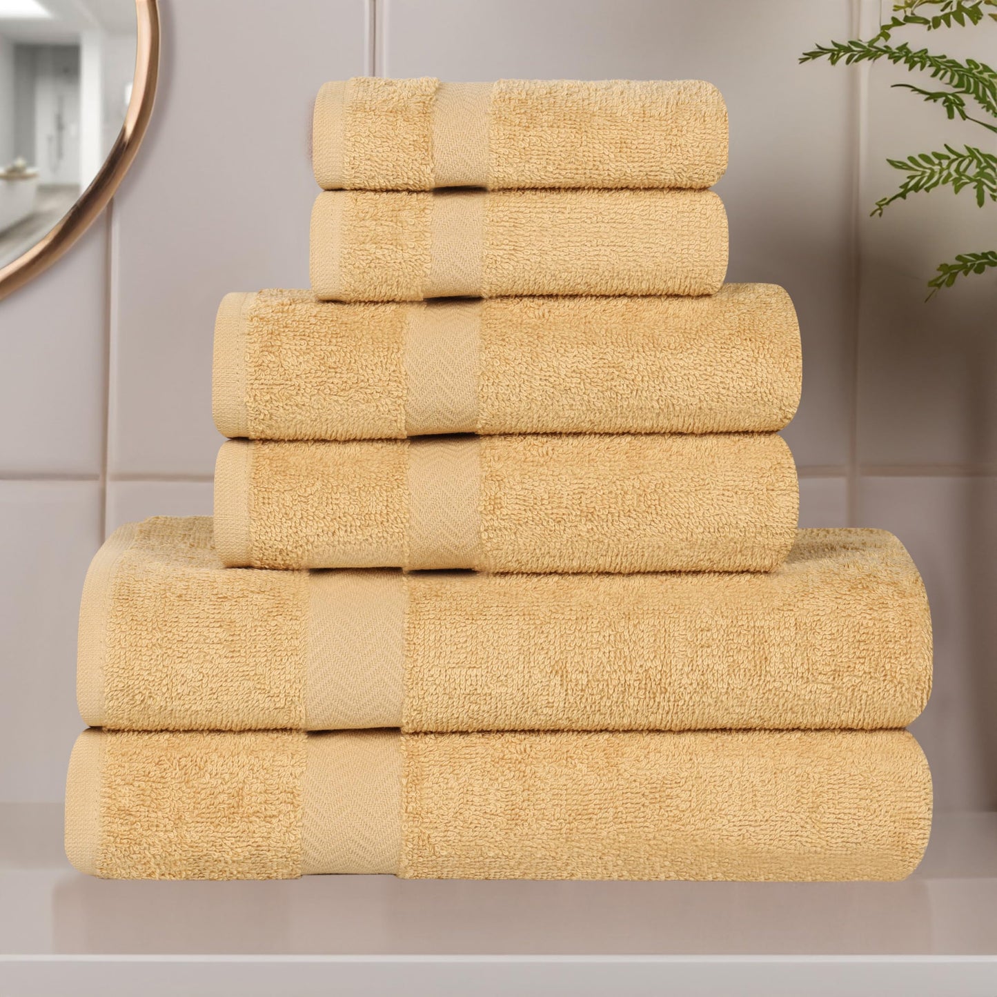 Superior, Cotton, Gold, 6-PC TOWEL SET