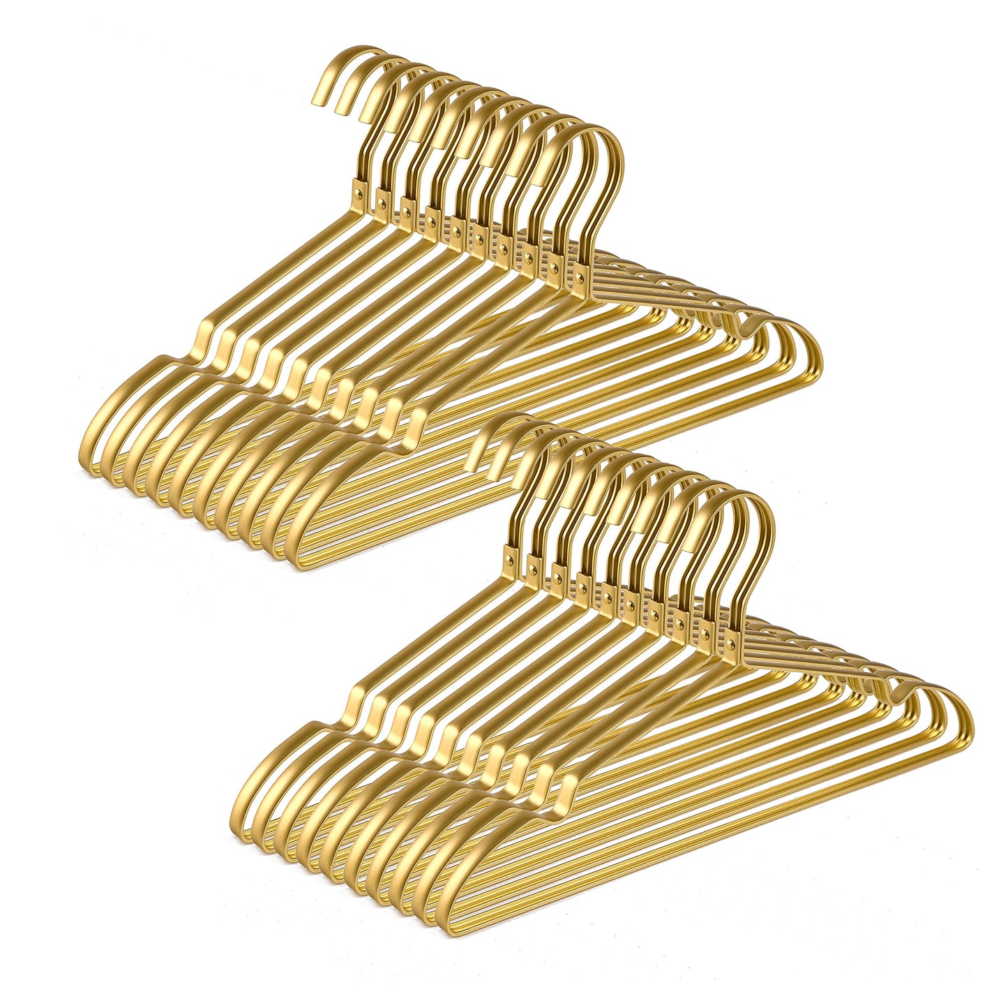 Amber Home 42cm Premium Matte Gold Aluminum Coat Hangers 20pcs, Extra Smooth & Durable Metal Clothes Hanger, Light & Sturdy Metal Rack for Suit Jacket