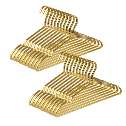 Amber Home 42cm Premium Matte Gold Aluminum Coat Hangers 20pcs, Extra Smooth & Durable Metal Clothes Hanger, Light & Sturdy Metal Rack for Suit Jacket