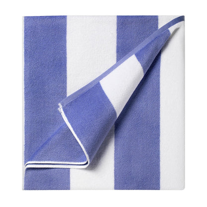Ouxiaobai Cotton Oversized Beach Towel - Extra Large 180 x 100 CM Soft Absorbent Pool Towel for Adults, Striped Cabana Swim Towel Blue