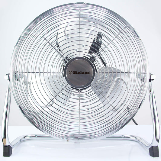 "Metal floor fan 12" High velocity chrome free stand fan cooling fan industrial fan 3 speed desk fan table fan sturdy housing high airflow powerful",