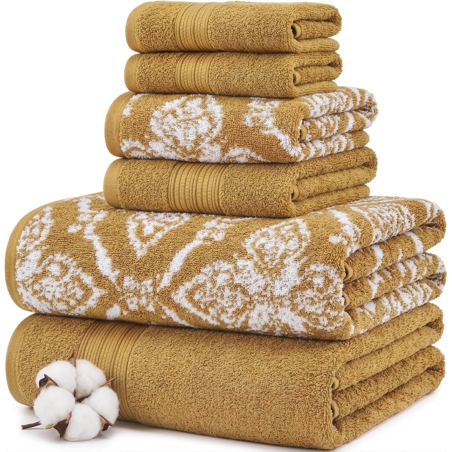 Modern Threads Amaris 6-Piece Reversible Yarn Dyed Jacquard Towel Set - Bath Towels, Hand Towels, & Washcloths - Super Absorbent & Quick Dry