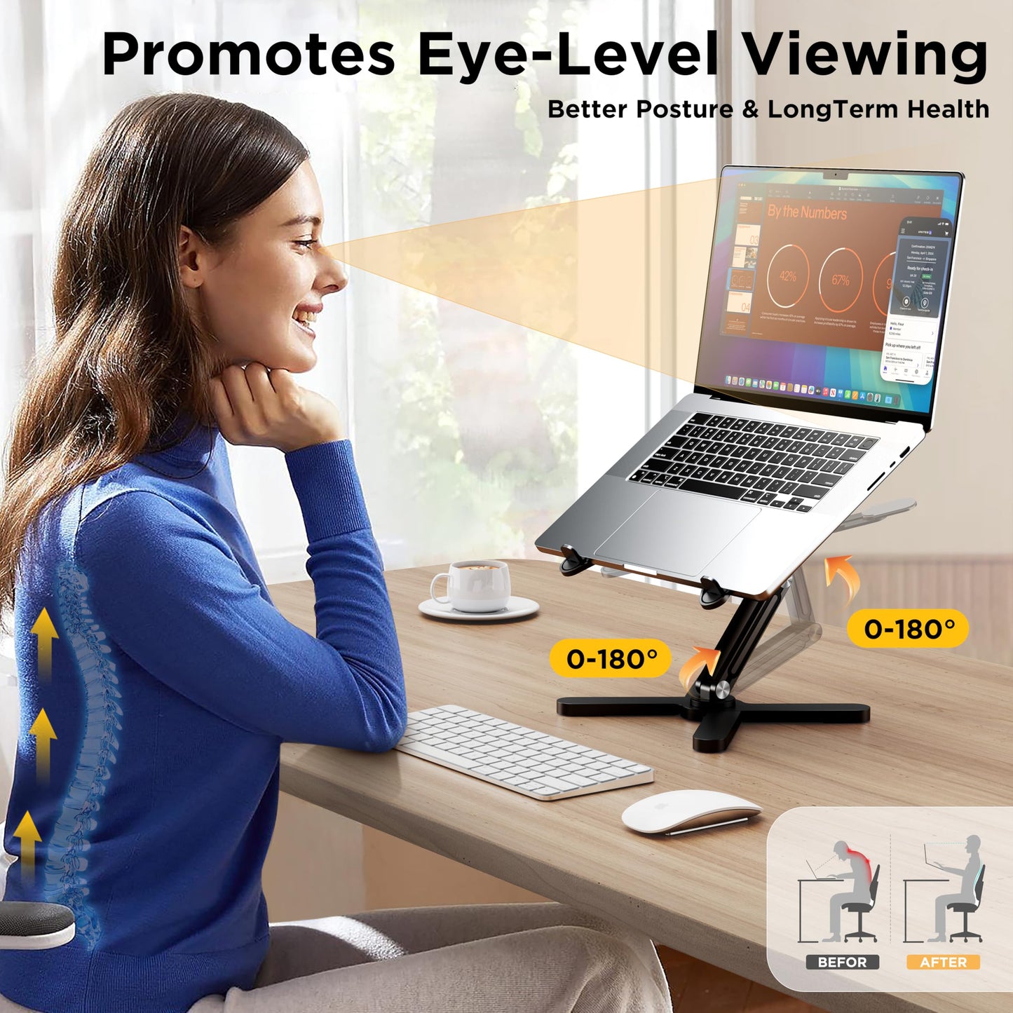 FoldWise X Premium Laptop Stand for Desk, 100% Aluminium with 360° Rotation