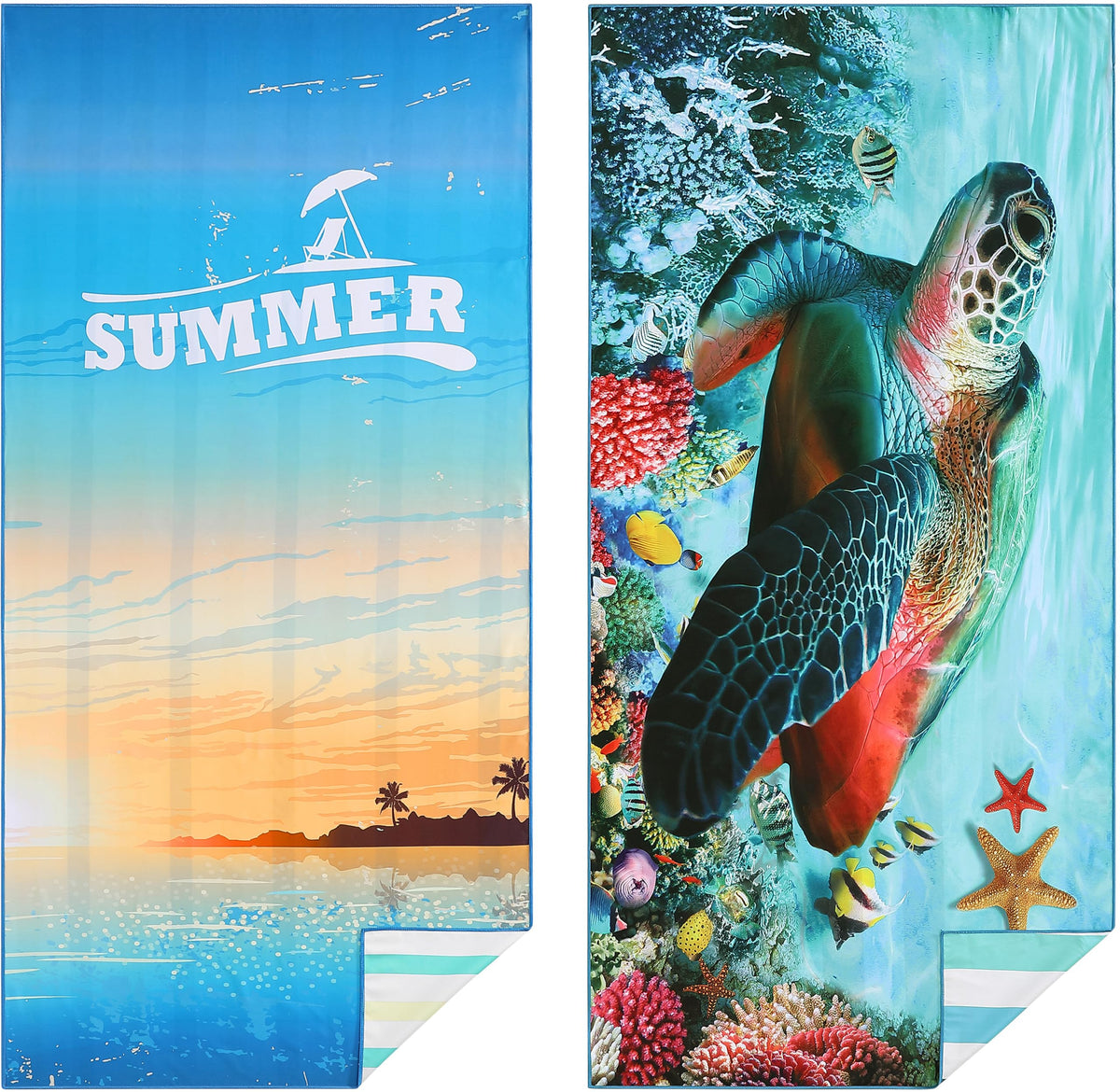 Casa Platino Extra Large Microfiber Beach Towels 2-Pack, 71"x32" – Quick-Dry, Sand-Free, Lightweight & Oversized