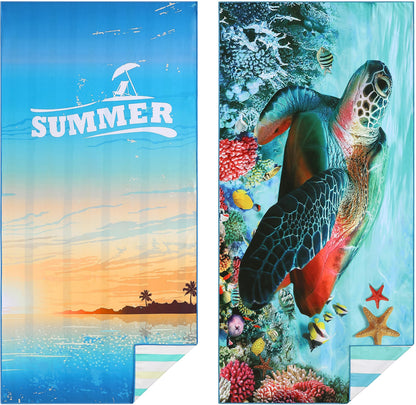 Casa Platino Extra Large Microfiber Beach Towels 2-Pack, 71"x32" – Quick-Dry, Sand-Free, Lightweight & Oversized