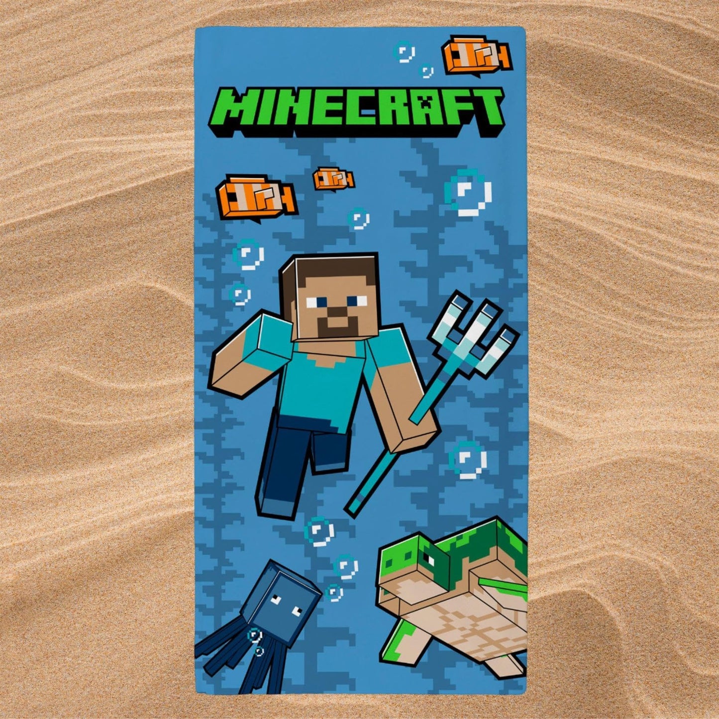 Minecraft Trident Printed Beach Towel Kids Game Towel