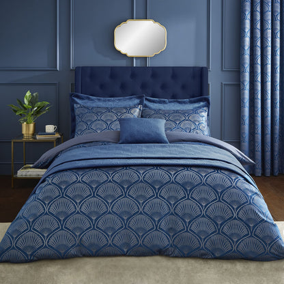 Catherine Lansfield Bedding Art Deco Pearl King Duvet Cover Set with Pillowcases Navy