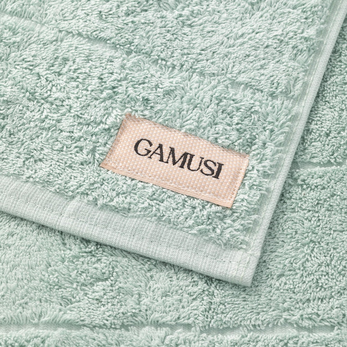 GAMUSI Complete Set of Bath Towels 3 Pieces 100% Cotton - 30x50cm, 50x100cm, 100x150cm, 600g/m2, Aqua.